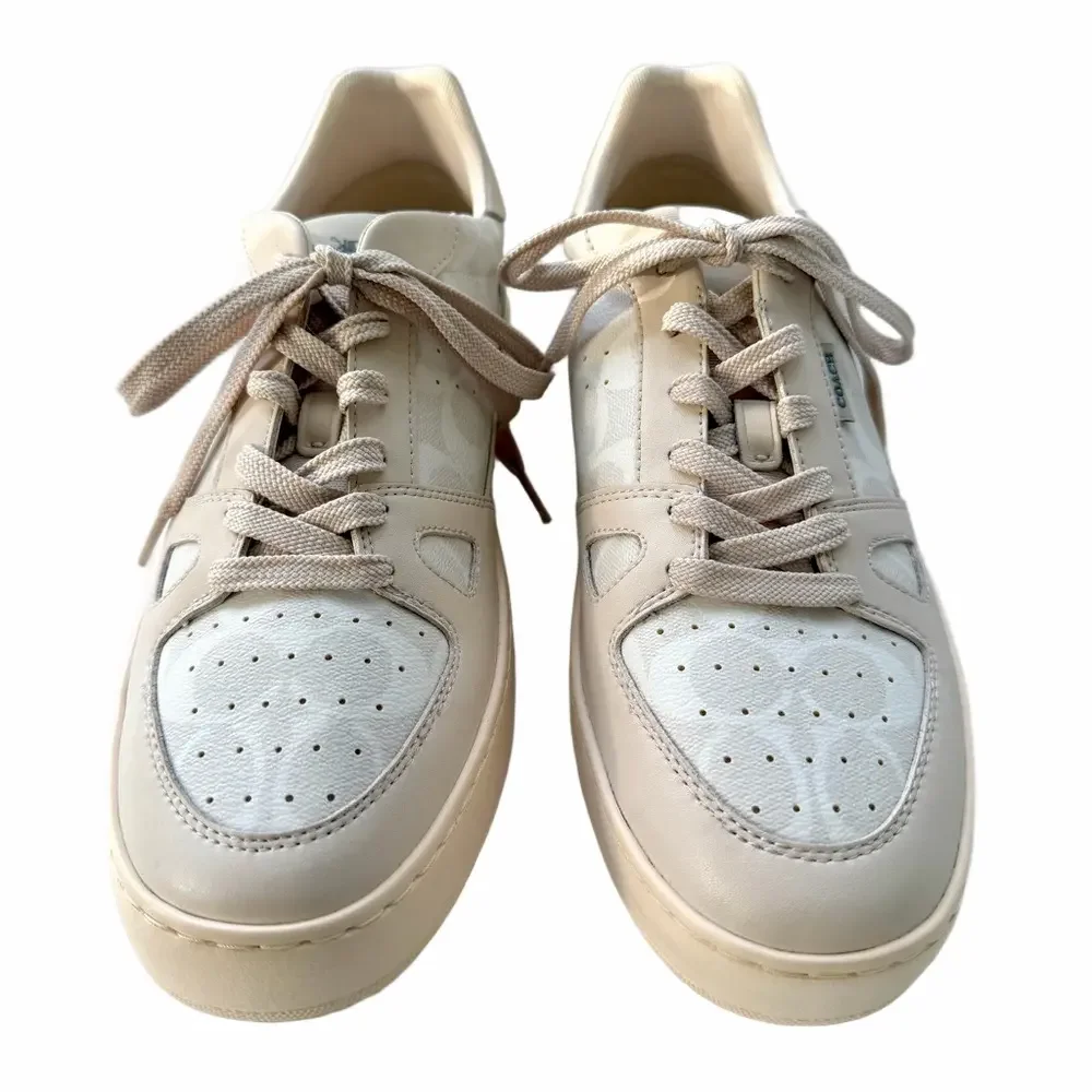 Coach Clip Court Sneaker Men's Size 12D Signature Chalk Casual C8965 EUC